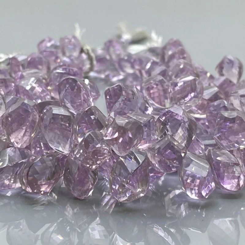 Natural Pink Amethyst 11-16mm Briolette Twisted AA+ Grade Gemstone Beads Strand