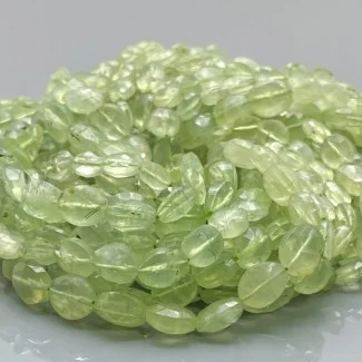 Natural Prehnite 6-10mm Faceted Oval A Grade Gemstone Beads Strand