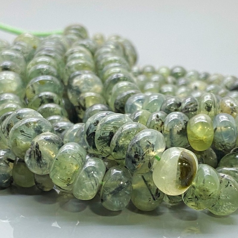 Natural Prehnite 7-11mm Smooth Rondelle B Grade Gemstone Beads Strand