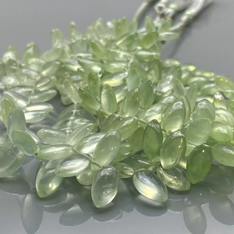 Natural Prehnite 7-13mm Smooth Marquise AAA Grade Gemstone Beads Strand