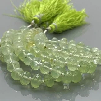 Natural Prehnite 6.5-7mm Faceted Rondelle AA+ Grade Gemstone Beads Strand