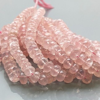 Natural Rose Quartz 7-10mm Faceted Rondelle AA Grade Gemstone Beads Strand