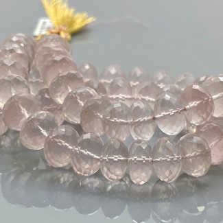 Natural Rose Quartz 11-13mm Faceted Rondelle AAA Grade Gemstone Beads Strand