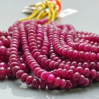 Natural Ruby 4-8mm Smooth Rondelle AA Grade Gemstone Beads Strand