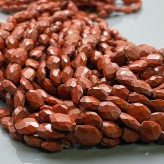 Natural Red Jasper 7-10mm Faceted Oval AA Grade Gemstone Beads Strand