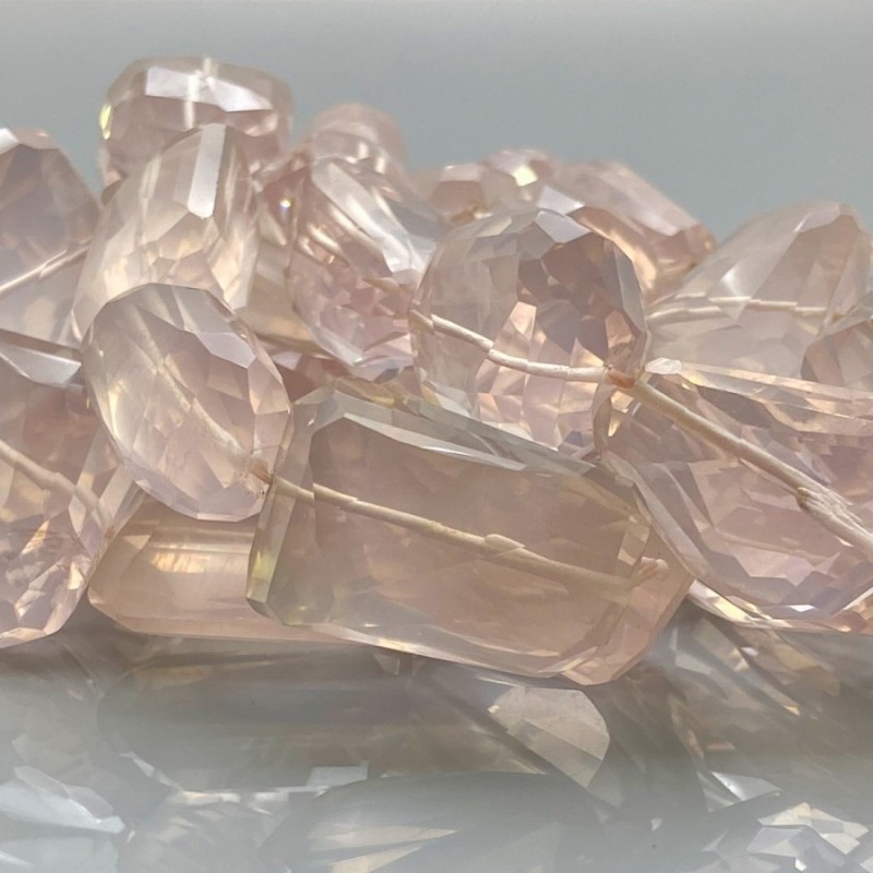 Natural Rose Quartz 19-38mm Step Cut Nugget AA Grade Gemstone Beads Strand