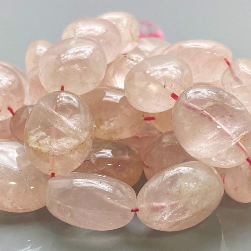 Natural Rose Quartz 18-26mm Smooth Oval A+ Grade Gemstone Beads Strand
