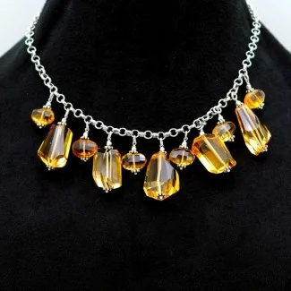 Natural Citrine 925 Sterling Silver Necklace