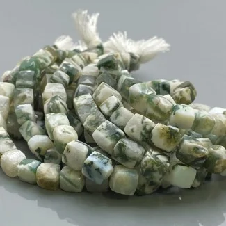 Natural Tree Agate 6-7mm Faceted Cube AA Grade Gemstone Beads Strand