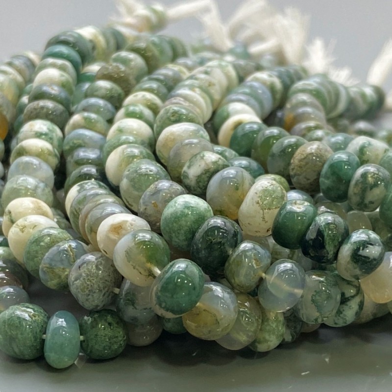 Natural Tree Agate 7-10mm Smooth Rondelle AA Grade Gemstone Beads Strand