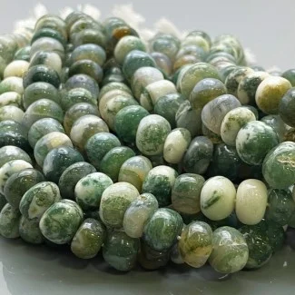 Natural Tree Agate 9-11mm Smooth Rondelle AA Grade Gemstone Beads Strand