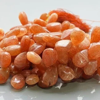 Natural Sun Stone 11-14mm Smooth Pear A Grade Gemstone Beads Strand
