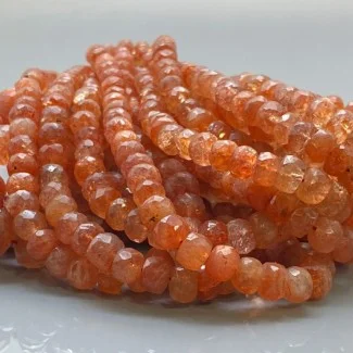 Natural Sun Stone 4-14mm Faceted Rondelle AA+ Grade Gemstone Beads Strand