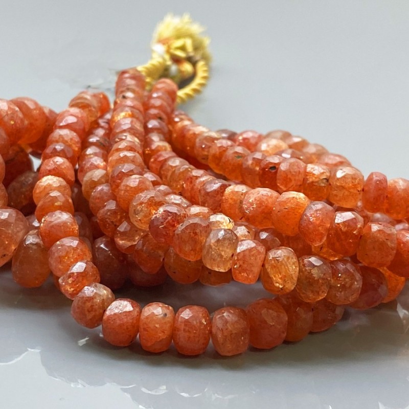 Natural Sun Stone 5-11mm Faceted Rondelle AA+ Grade Gemstone Beads Strand