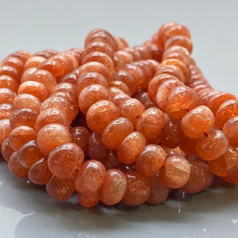 Natural Sun Stone 7-11mm Smooth Rondelle AA Grade Gemstone Beads Strand