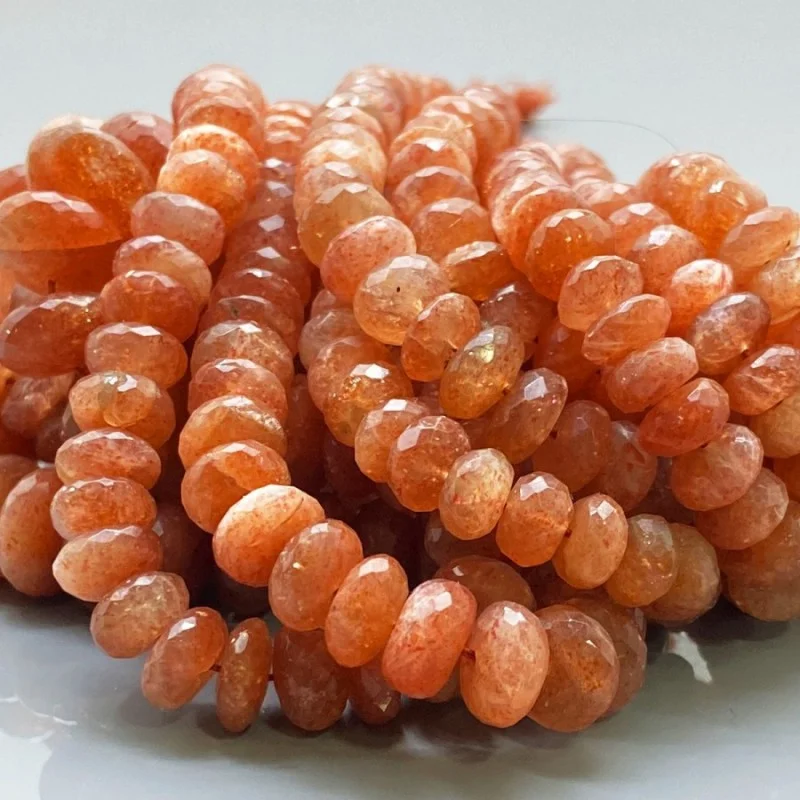 Natural Sun Stone 7-13mm Faceted Rondelle A Grade Gemstone Beads Strand