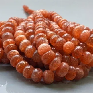 Natural Sun Stone 8-11mm Smooth Rondelle AA Grade Gemstone Beads Strand