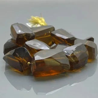 Natural Whisky Quartz 13-27mm Step Cut Nugget A+ Grade Gemstone Beads Strand