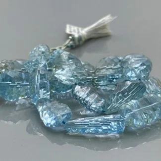 Natural Sky Blue Topaz 15-25mm Concave Cut Nugget AA+ Grade Gemstone Beads Strand
