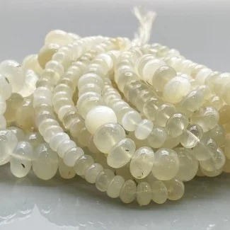 Natural White Moonstone 6-13mm Smooth Rondelle AA Grade Gemstone Beads Strand