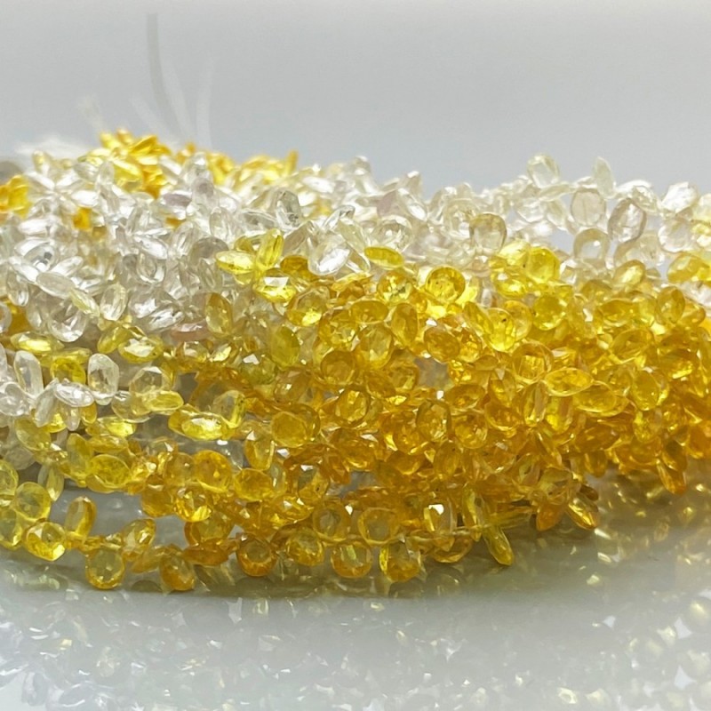 Natural Yellow Sapphire 4-5mm Briolette Pear AA+ Grade Gemstone Beads Strand