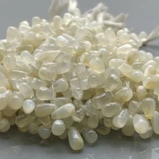 Natural White Moonstone 8-13mm Smooth Drop A Grade Gemstone Beads Strand