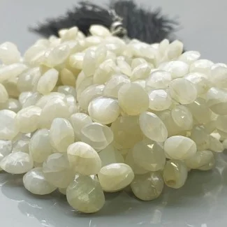 Natural White Moonstone 6.5-10mm Briolette Heart AA+ Grade Gemstone Beads Strand