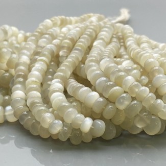 Natural White Moonstone 4-8mm Smooth Rondelle AAA Grade Gemstone Beads Strand