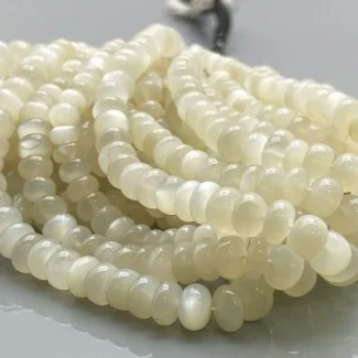 Natural White Moonstone 4-8mm Smooth Rondelle AAA Grade Gemstone Beads Strand