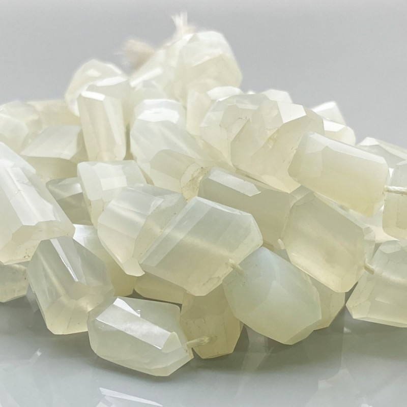 Natural White Moonstone 12-21mm Step Cut Nugget AAA Grade Gemstone Beads Strand