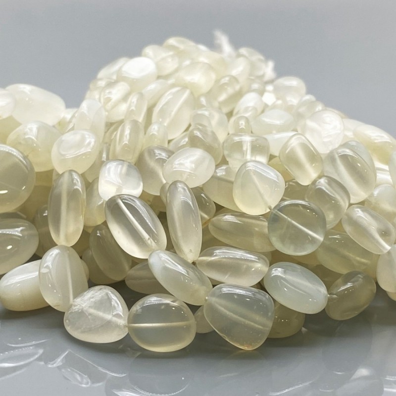 Natural White Moonstone 8-19mm Smooth Nugget AA+ Grade Gemstone Beads Strand