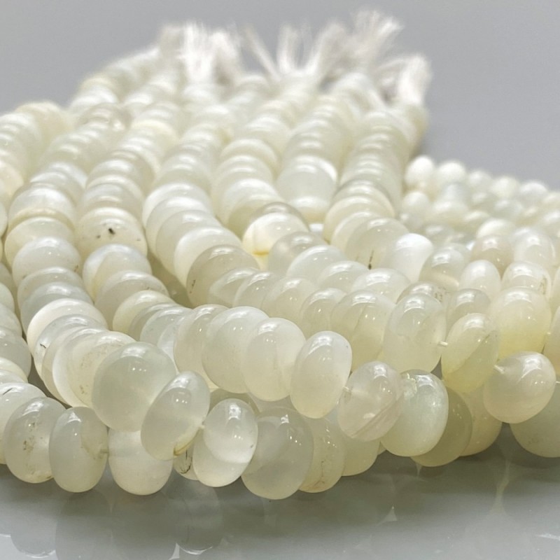 Natural White Moonstone 8-9mm Smooth Rondelle AA Grade Gemstone Beads Strand