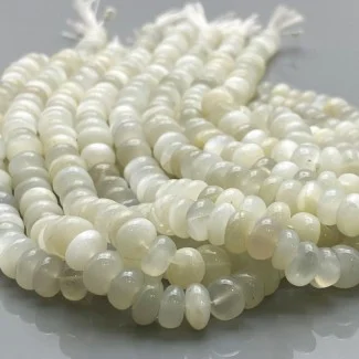 Natural White Moonstone 7-8mm Smooth Rondelle AA Grade Gemstone Beads Strand