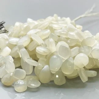 Natural White Moonstone 8-11mm Briolette Pear A Grade Gemstone Beads Strand