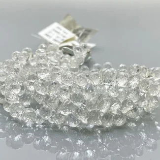 Natural White Topaz 6-8mm Briolette Drop AAA Grade Gemstone Beads Strand