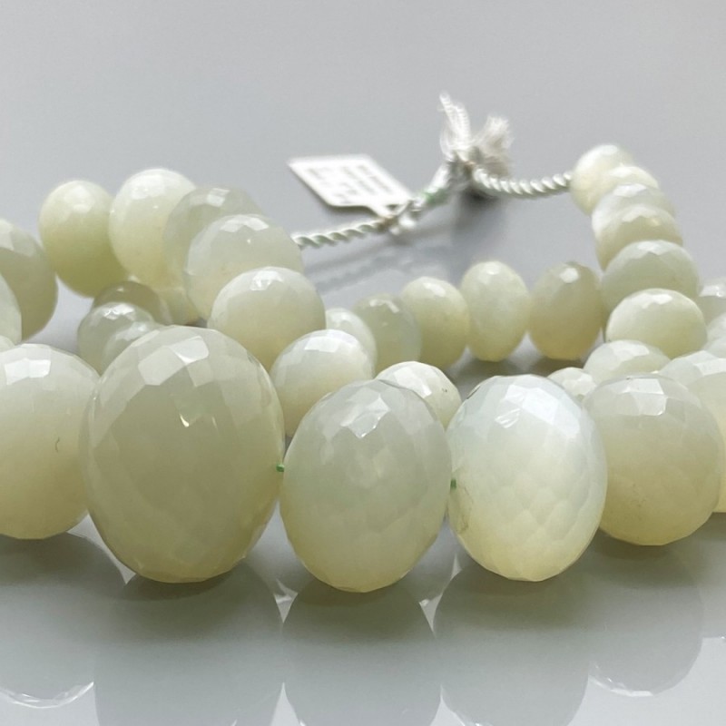 Natural White Moonstone 8-23mm Faceted Rondelle AA+ Grade Gemstone Beads Strand