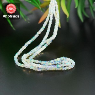 Ethiopian Welo Opal 2.5-4mm Smooth Rondelle Shape 15 Inch Long Gemstone Beads - Total 2 Strands In The Lot - SKU:156810
