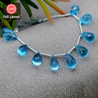 Swiss-Blue Topaz 13.5-15.5mm Faceted Drops Shape 7 Inch Long Gemstone Beads