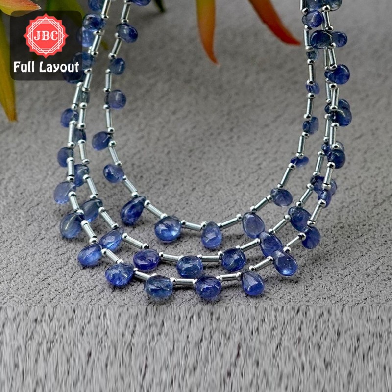 Blue Sapphire 5-8mm Smooth Pear Shape 19 Inch Long Gemstone Beads