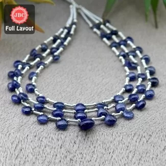 Blue Sapphire 4-9.5mm Smooth Heart Shape 25 Long Gemstone Beads