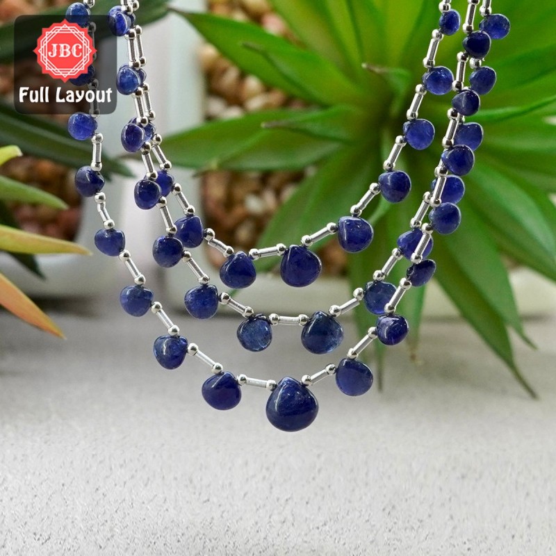 Blue Sapphire 4-10.5mm Smooth Heart Shape 25 Inch Long Gemstone Beads