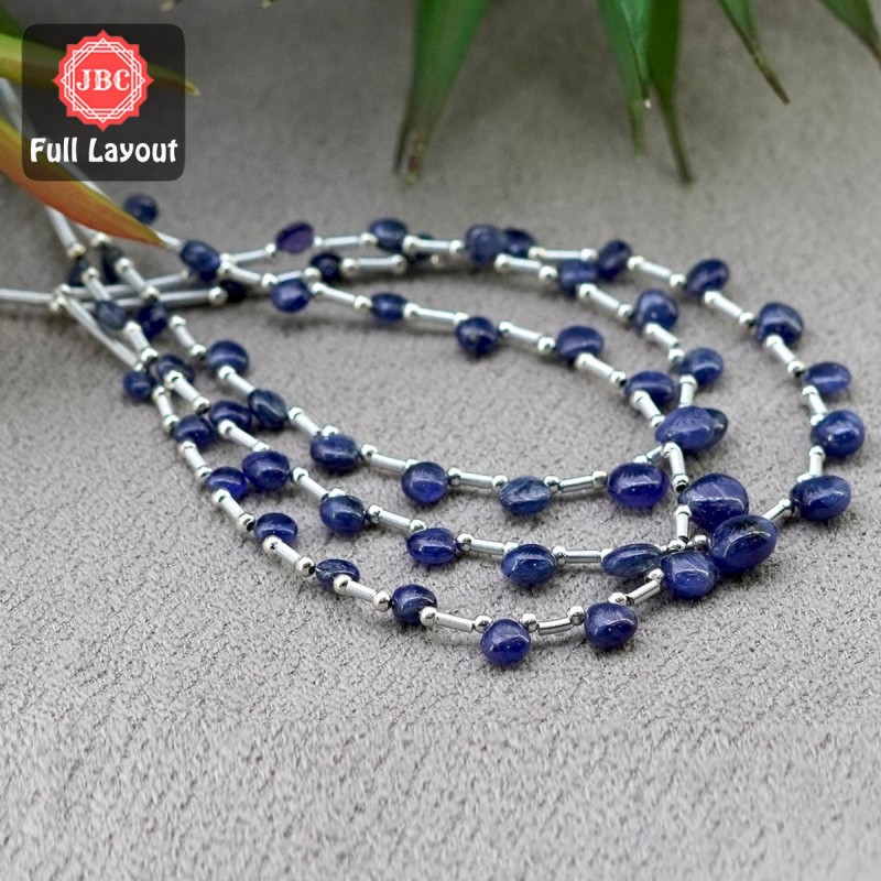 Blue Sapphire 4-8mm Smooth Heart Shape 22 Inch Long Gemstone Beads