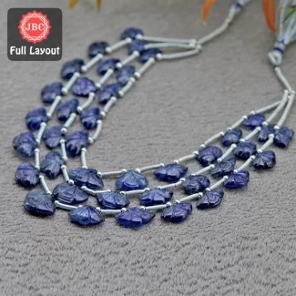 Blue Sapphire 8-14mm Carved Fancy Shape 19 Inch Long Gemstone Beads
