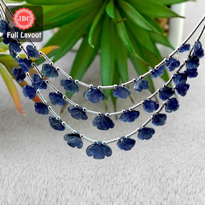 Blue Sapphire 8-14.5mm Carved Fancy Shape 17 Inch Long Gemstone Beads