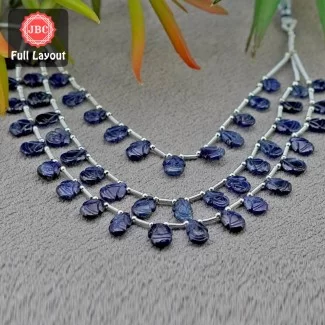 Blue Sapphire 7-11mm Carved Fancy Shape 19 Inch Long Gemstone Beads