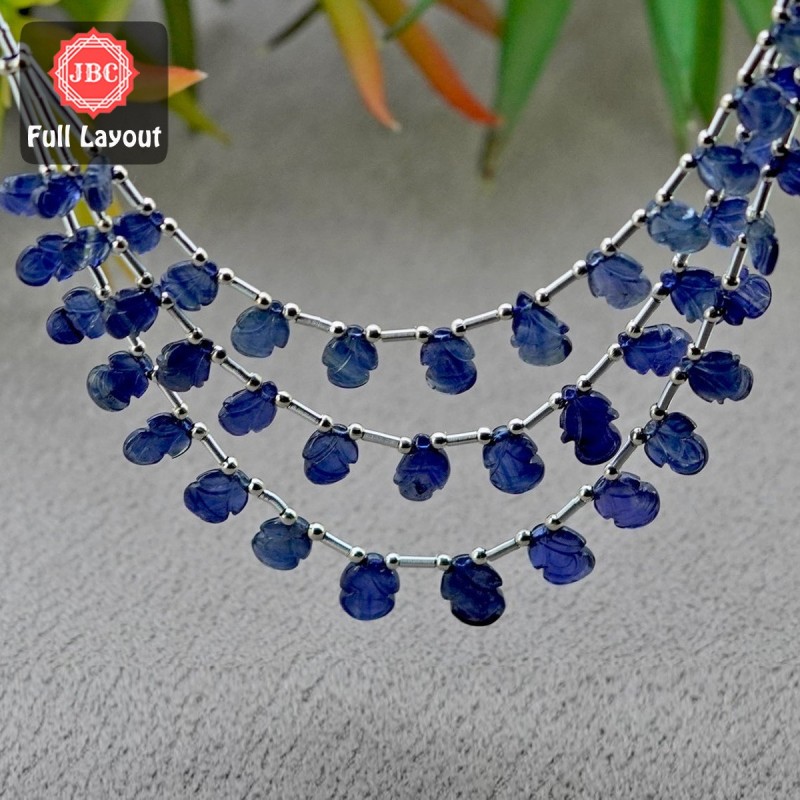 Blue Sapphire 7-10mm Carved Fancy Shape 18 Inch Long Gemstone Beads