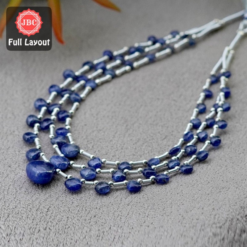 Blue Sapphire 3.5-11.5mm Smooth Heart Shape 25 Inch Long Gemstone Beads