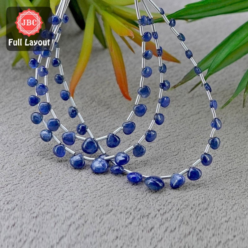 Blue Sapphire 4-9mm Smooth Heart Shape 18 Inch Long Gemstone Beads