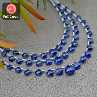 Blue Sapphire 3.5-9mm Smooth Heart Shape 17 Inch Long Gemstone Beads