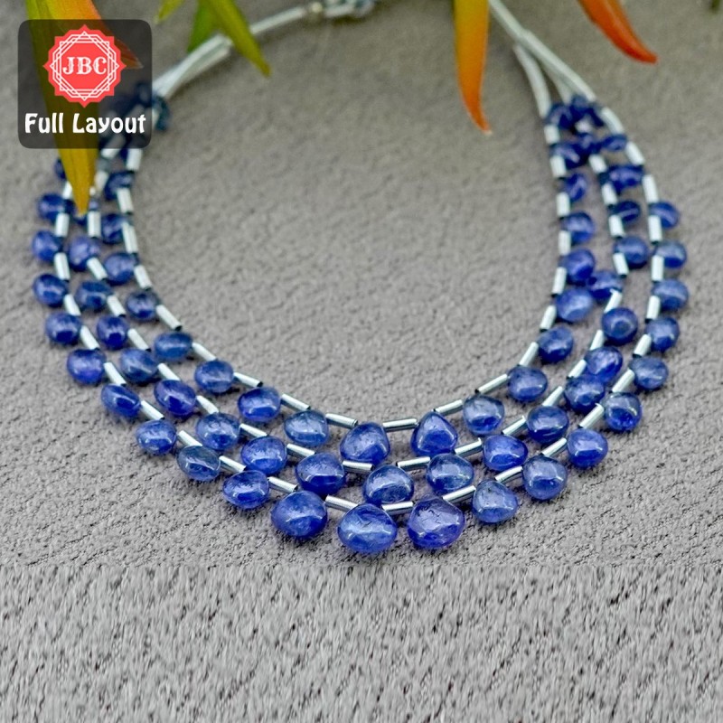 Blue Sapphire 4-7mm Smooth Heart Shape 19 Inch Long Gemstone Beads